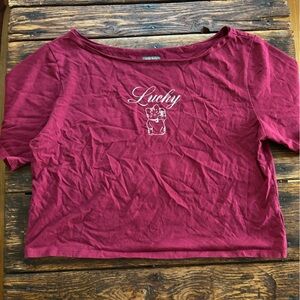 NWOT Wild Fable Burgundy Lucky Tee